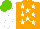 Silk - Orange, white stars, white sleeves, light green cap