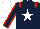 Silk - Dark blue, white star, red epaulets, dark blue sleeves, red seams, white cap