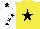 Silk - Yellow, black star, white sleeves, black stars, white cap, black star