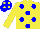 Silk - Yellow, blue spots, Blue cap, Yellow spots
