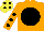 Silk - Orange, black disc, black spots on sleeves, yellow cap, black spots