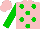 Silk - Pink, green dots,  pink sash on green sleeves