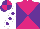 Silk - Cerise and purple diagonal quarters, white sleeves, purple dots, purple and cerise quartered cap