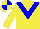 Silk - Yellow , blue chevron, quartered cap