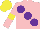 Silk - Pink, large purple spots, yellow armlet, yellow cap