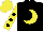 Silk - Black, yellow crescent moon, yellow sleeves, black dots, yellow cap
