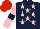 Silk - DARK BLUE, pink stars, pink sleeves, dark blue armlet, red cap