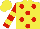 Silk - Yellow, red dots, yellow bars on red sleeves