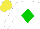 Silk - white, green diamond, yellow cap