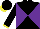Silk - Black and purple diagonal quarters, black sleeves, yellow cuffs, black cap, yellow visor