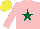 Silk - Pink, dark green star, yellow cap