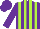 Silk - Purple, lime green stripes