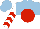 Silk - Light blue and white halved horizontally, red ball, red chevrons on white sleeves
