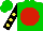 Silk - Green, red disc, yellow spots on black sleeves, green cap