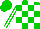 Silk - Green and white blocks, green slvs, white stripes