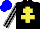 Silk - Black, yellow cross of lorraine, grey striped sleeves, blue cap