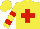 Silk - Yellow, red cross, red hoops on sleeves
