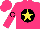 Silk - Hot pink, black ball, yellow star, black circle on sleeves