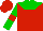 Silk - Red, green yoke, red band on green sleeves
