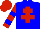 Silk - Blue body, red cross of lorraine, red arms, blue hooped, red cap