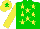 Silk - Green body, yellow stars, yellow arms, yellow cap, green star
