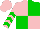 Silk - Pink and green quarters, green chevrons on pink sleeves