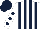 Silk - White and dark blue stripes, white sleeves, dark blue spots, dark blue cap