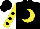 Silk - Black, yellow crescent moon, yellow sleeves, black dots