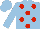 Silk - light blue, red spots, light blue sleeves and cap