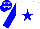 Silk - White, Blue star and sleeves, Blue cap, White stars
