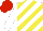 Silk - white, yellow diagonal stripes, white sleeves, red cap