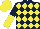 Silk - Dark blue and yellow diamonds, halved sleeves, yellow cap
