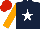 Silk - Dark blue, white star, green sleeves, orange arm band, red cap