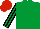 Silk - Emerald green, emerald green & black striped sleeves, red cap