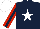 Silk - dark blue, white star, red sleeves, dark blue stripe, white cap