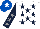 Silk - WHITE, dark blue stars, dark blue sleeves, grey stars, royal blue cap, white star