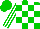 Silk - Green & white blocks, white & green striped sleeves, green cap