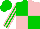 Silk - Green and pink quarters, green and pink stripes on sleeves, green cap