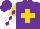 Silk - Purple, gold cross, gold and white halved sleeves, purple diamonds, purple cap