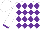 Silk - White & purple diamonds, purple cuffs on white sleeves, white cap