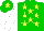 Silk - Green body, yellow stars, white arms, green cap, yellow star