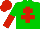 Silk - Green, red cross of lorraine, green and red halved slvs, red cap