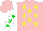 Silk - Pink, yellow stars, white sleeves with green stars, pink cap