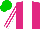 Silk - Cerise, white panel, striped sleeves, green cap