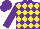 Silk - Purple and yellow diamonds, purple sleeves, purple cap