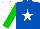 Silk - Royal blue, white star, green sleeves, white cap