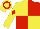 Silk - Yellow, red quarters, red diamond on sleeves, yellow cap, red hoop