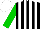 Silk - Black, white stripes, green sleeves, white cap