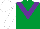 Silk - Emerald green, purple chevron, white sleeves and cap