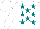 Silk - White, teal  stars